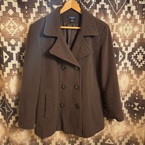 Women’s Sonoma Brown Wool Button Jacket, Size L / Large